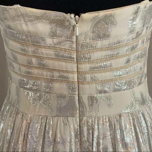 Aiden Maddox SZ 8 Silver Metallic and White Silk Wedding Formal Prom Gown - Picture 7 of 16